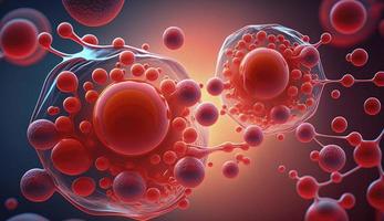 3d interpretazione di umano cellula o embrionale stelo cellula, rosso cancro cellule, rosso virus, virus o batteri cellule, umano cancro cellula, 3d illustrazione di t cellule o cancro cellule, creare ai foto