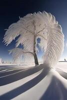 albero quello è in piedi nel il neve. generativo ai. foto