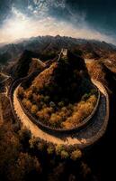 un aereo Visualizza di il grande parete di Cina. generativo ai. foto