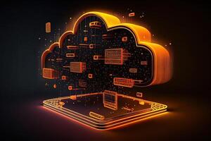 nube calcolo su dati server. nube tecnologia. Banca dati generativo ai illustrazione foto