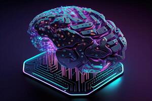 cibernetico artificiale intelligenza cervello. computer patata fritta informatica tecnologia. generativo ai foto