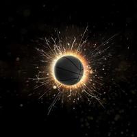 pallacanestro. pallacanestro sfondo con fuoco scintille nel azione foto