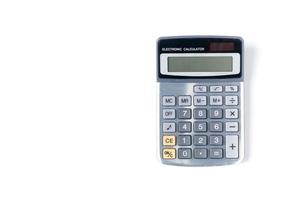 nuovo moderno calcolatrice isolato su bianca sfondo foto