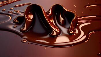 generativo ai illustrazione di fuso caldo cioccolato sfondo, fuso buio cioccolato fluire, copia spazio foto