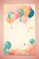 colorato semplice decorazione illustrazione per festa, compleanno, bambino doccia, bridal doccia, la laurea, attività commerciale evento, mille dollari apertura, anniversario, vacanza invito bozza e saluti carta modello. foto