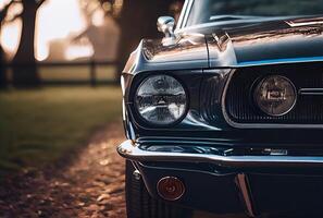 Vintage ▾ macchine parcheggiata nel il giardino. generativo ai foto