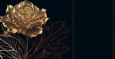 lusso vip lusso sfondo con d'oro Linee di artistico fiori e botanico le foglie - ai generato Immagine foto