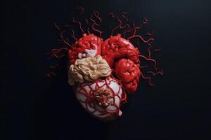 un' cuore sagomato miscela di un' umano cuore e cervello. foto