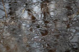 struttura di Ghiaccio. ghiaccio su acqua. dettagli di fusione neve. foto