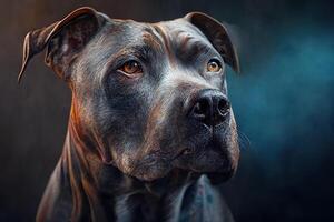 cane razza Tedesco cane di gigante taglia. buio sfondo. generativo ai foto