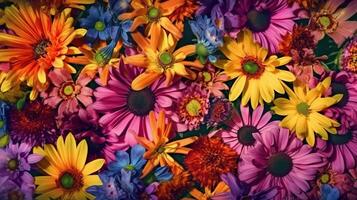 struttura di vivace misto americano colorato fioritura fiori per sfondo, sfondo. ai generato. foto
