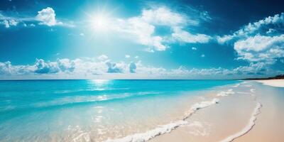 il tropicale paesaggio marino con mare onda per il spiaggia con ai generato. foto