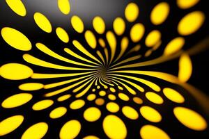 astratto giallo raggi su nero sfondo. 3d interpretazione - illustrazione.generativa ai foto