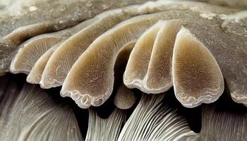 Portobello funghi al di sopra di vecchio legna sfondo. generativo ai foto