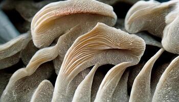 Portobello funghi al di sopra di vecchio legna sfondo. generativo ai foto