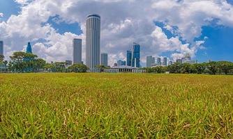 immagine al di sopra di il storico Padang gli sport servizio, struttura nel Singapore con il orizzonte nel il sfondo foto