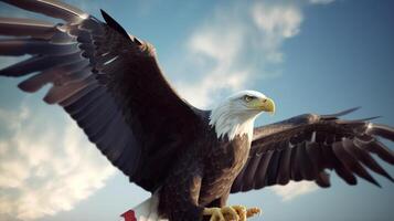 aquila con Stati Uniti d'America bandiera. illustrazione ai generativo foto