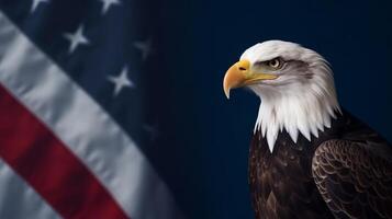 aquila con Stati Uniti d'America bandiera. illustrazione ai generativo foto