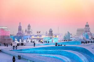 Harbin, Cina - jan 15, 2020-harbin internazionale ghiaccio e neve scultura Festival è un annuale inverno Festival quello prende posto nel Harbin. esso è il mondo maggiore ghiaccio e neve Festival. foto