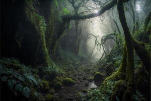 foresta pieno con molte di verde alberi. generativo ai. foto