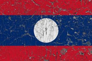 3d bandiera di Laos su pietra parete foto