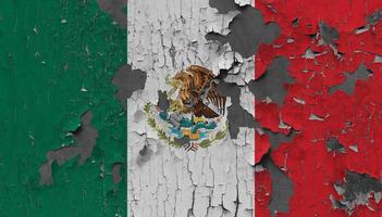 3d bandiera di Messico su un vecchio pietra parete sfondo. foto
