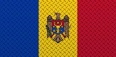 3d bandiera di moldova su un' metallo parete sfondo. foto