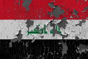 3d bandiera di Iraq su pietra parete foto