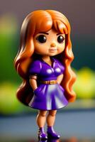 carino da collezione femmina funko pop vinile figura nel moderno e elegante vestiario. ai generato foto