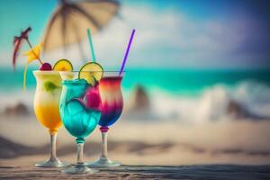 cocktail di il mare. estate spiaggia umore. neurale Rete ai generato foto