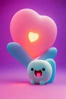 lampade con raggiante cuori, sfondo per San Valentino amore con personaggio cartone animato foto