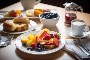 americano prima colazione cibo menù. ai generato. foto