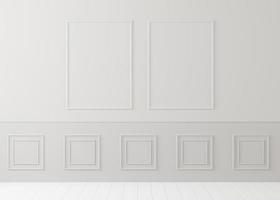 interno con muro bianco e pavimento in legno, rendering 3d foto