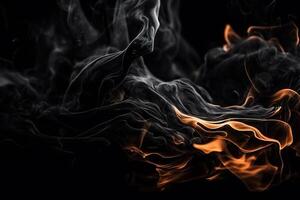 nero Fumo fiamma onda illustrazione astratto sfondo con generativo ai foto