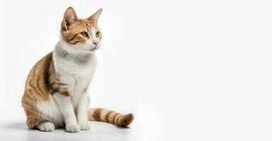 carino domestico gatto ritratto. bianca pendenza sfondo. con copia spazio. foto