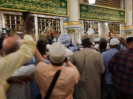 medina, Arabia arabia, aprile 2023 - musulmano pellegrini siamo andando per visitare roza rasool a Masjid al nabawi madina. foto