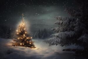 Natale albero carol musica. Natale vigilia. ai generato foto