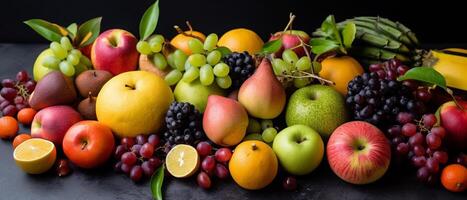 vario tipi di frutta con estetico disposizione, superiore Visualizza. foto