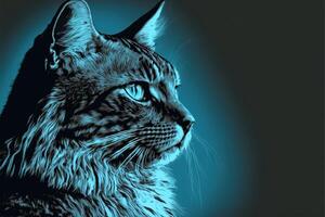 blu gatto isolato ai generato foto