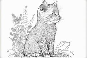 disegno di un' gatto seduta nel il erba. generativo ai. foto