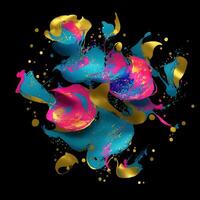astratto multicolore dipingere spruzzo esplosione su nero sfondo, astratto vorticoso sfondo, generativo ai foto