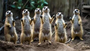 divertente meerkat famiglia generativo ai foto