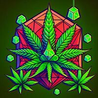 disegno di un' marijuana foglia circondato di cubi. generativo ai. foto