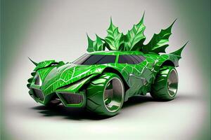 verde auto con le foglie su superiore di esso. generativo ai. foto