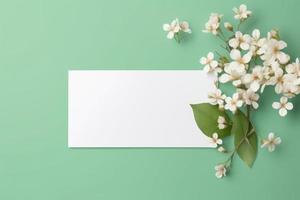 vuoto saluto carta con fiori. creare ai foto