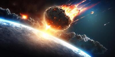 il meteora è impatto su terra con ai generato. foto