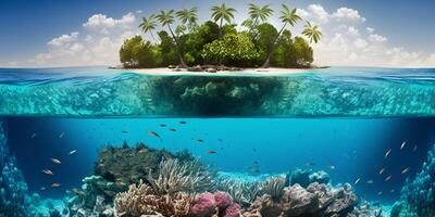 il tropicale isola e corallo bobina con ai generato. foto