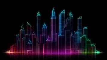 illustrazione di un' ologramma grattacielo Visualizza ,generativo ai foto