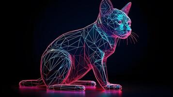 olografico poligono 3d gatto illustrazione generativo ai foto