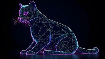 olografico poligono 3d gatto illustrazione generativo ai foto